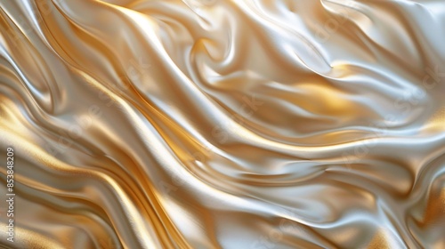 Shiny gold fabric close up on black background