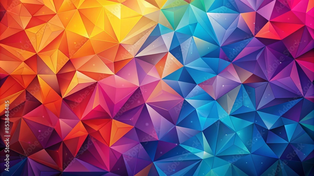 Fototapeta premium Geometric rainbow background. Colorful triangles. Abstract geometric pattern. Bright colors and triangles. Rainbow mosaic