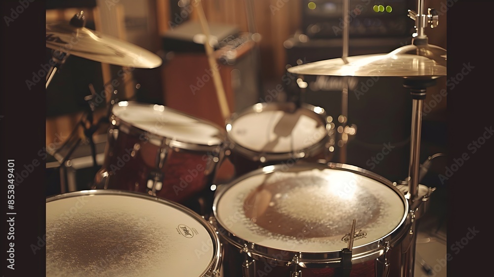 Obraz premium Drum Set in a Recording Studio Awaiting the Perfect Beat for Musical Rhythms and Melodies
