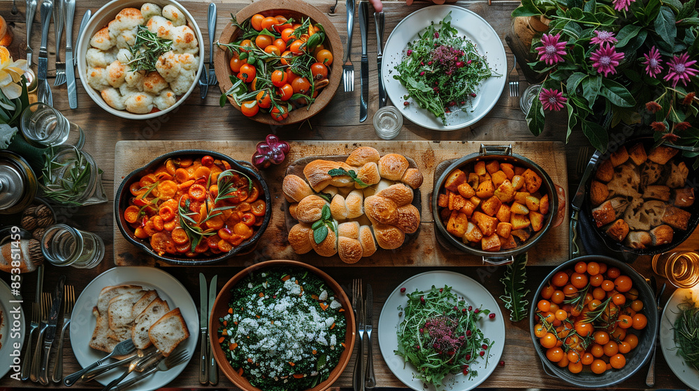 Home-cooked dinner with family at the table. Home-cooked dinner with family at the table.