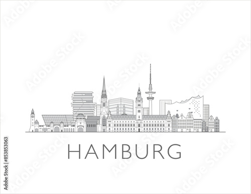 Hamburg, Germany City cityscape illustration skyline drawing