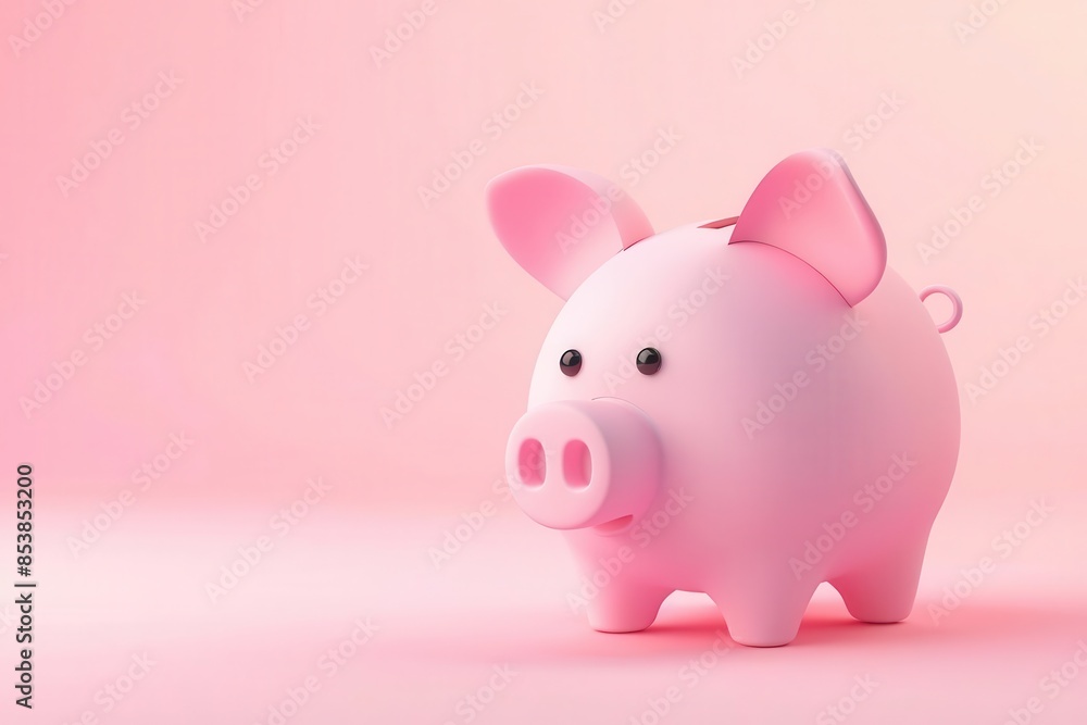 cute pink piggy bank with shiny coin 3d render in plastic cartoon style digital illustration cute pink piggy bank with shiny coin 3d render in plastic cartoon style digital illustration