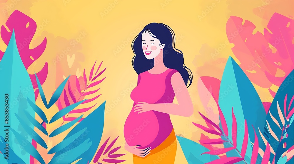 Happy Expectant Mother in Tropical Paradise Happy Expectant Mother in Tropical Paradise