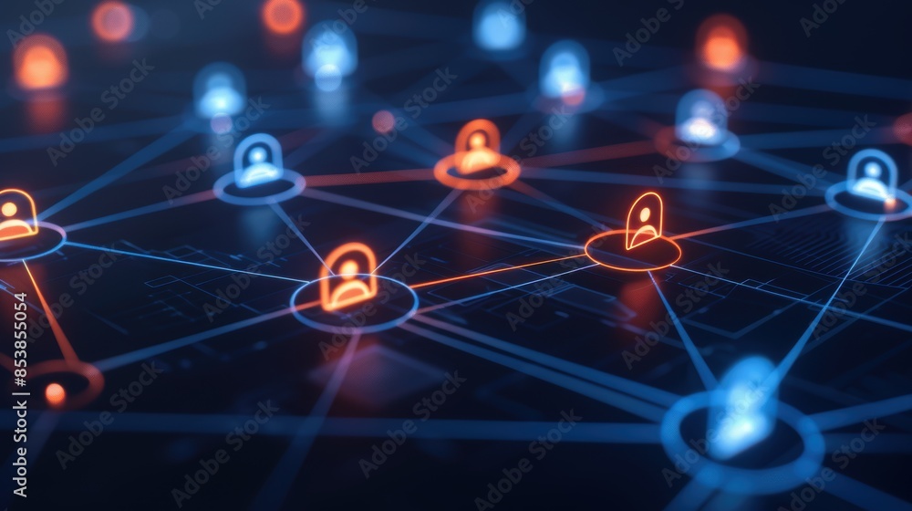 Network security concept with interconnected locks symbolizing data protection and cyber defense on a digital grid in a futuristic setting. Network security concept with interconnected locks symbolizing data protection and cyber defense on a digital grid in a futuristic setting.