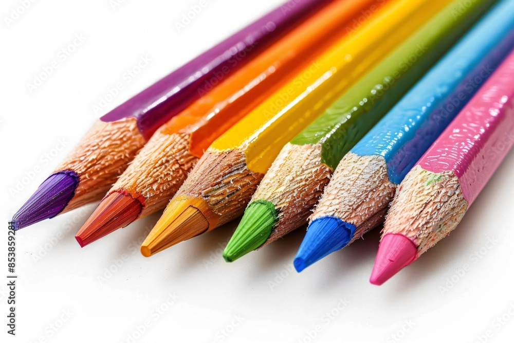 Colored pencils lined up in a row Colored pencils lined up in a row