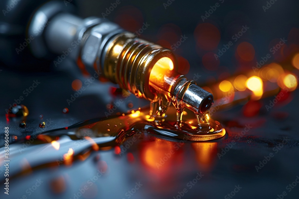 Liquid pouring from bottle on table Liquid pouring from bottle on table