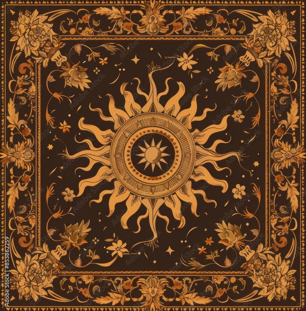 The sun with flowers and the occult are included in the magical modern illustrations, fortune telling, occult, and tapestries. The sun with flowers and the occult are included in the magical modern illustrations, fortune telling, occult, and tapestries.