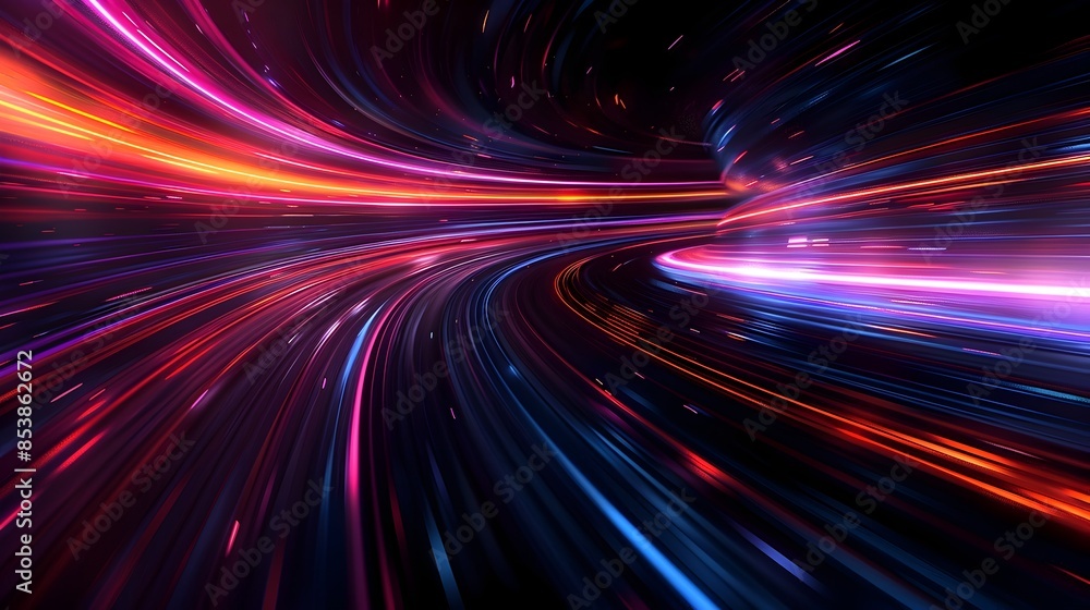 Obraz premium Cosmic Vortex of Luminous Energy - Surreal Abstract Light Trail Blurred Motion Background
