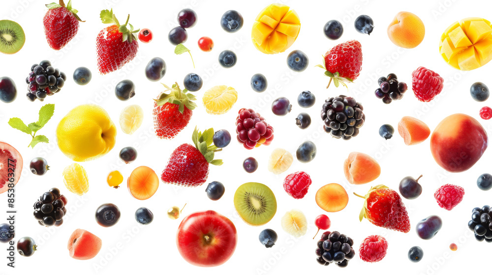 Fruits falling, summer concept Fruits falling, summer concept