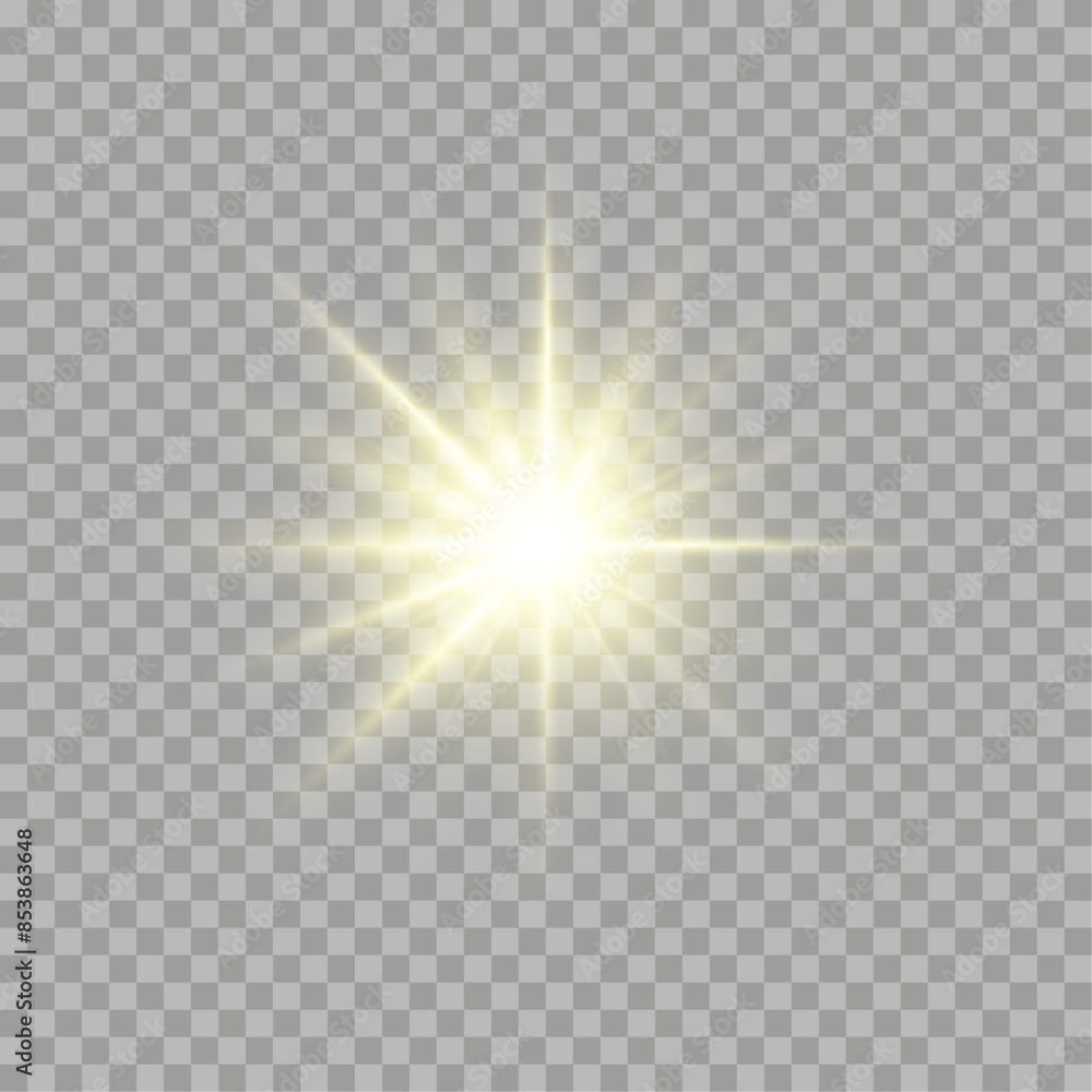 Fototapeta premium Vector transparent sunlight special lens flare light effect. PNG. Vector illustration.