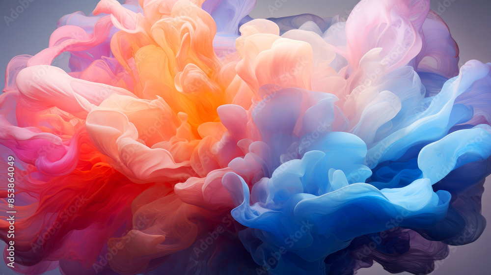 Obraz premium Colorful abstract smoke in shades of orange, pink, blue and purple