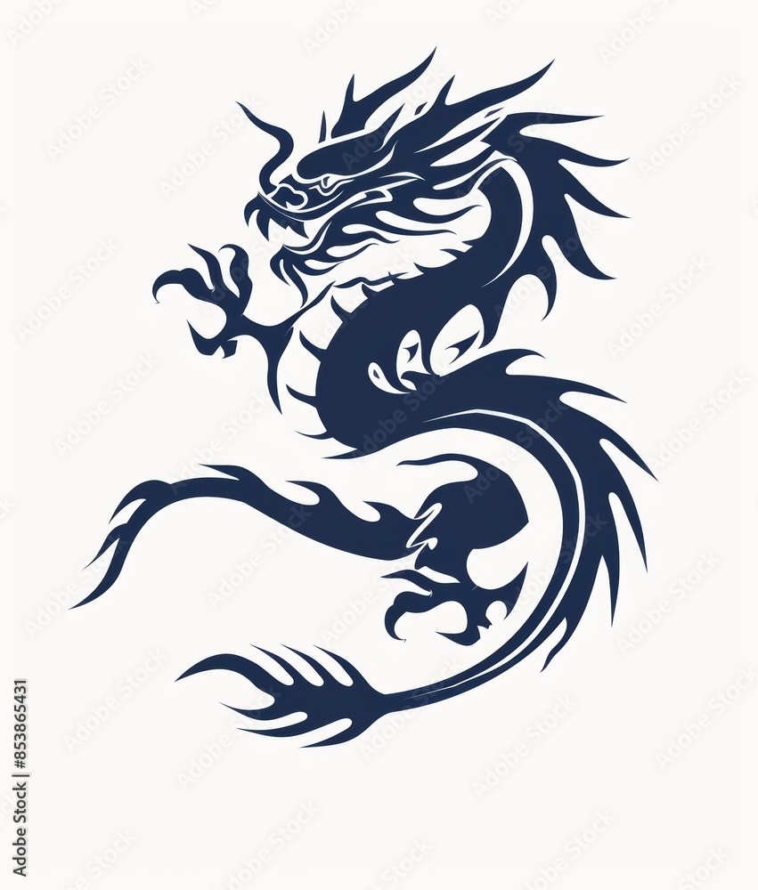 A timelessly mystical dragon depicted in a sleek modern illustration A timelessly mystical dragon depicted in a sleek modern illustration