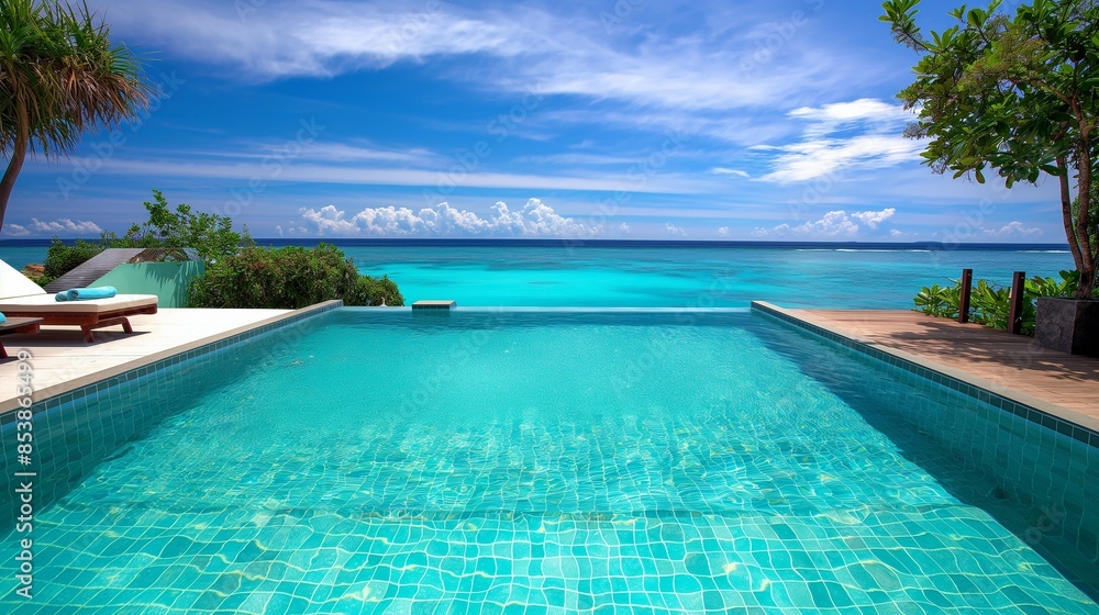 turquoise water of a perfect luxury pool, tranquil ambiance, upscale architecture turquoise water of a perfect luxury pool, tranquil ambiance, upscale architecture