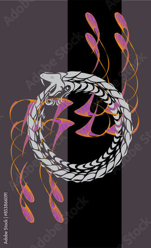 Tarot cards - back design. Ouroboros