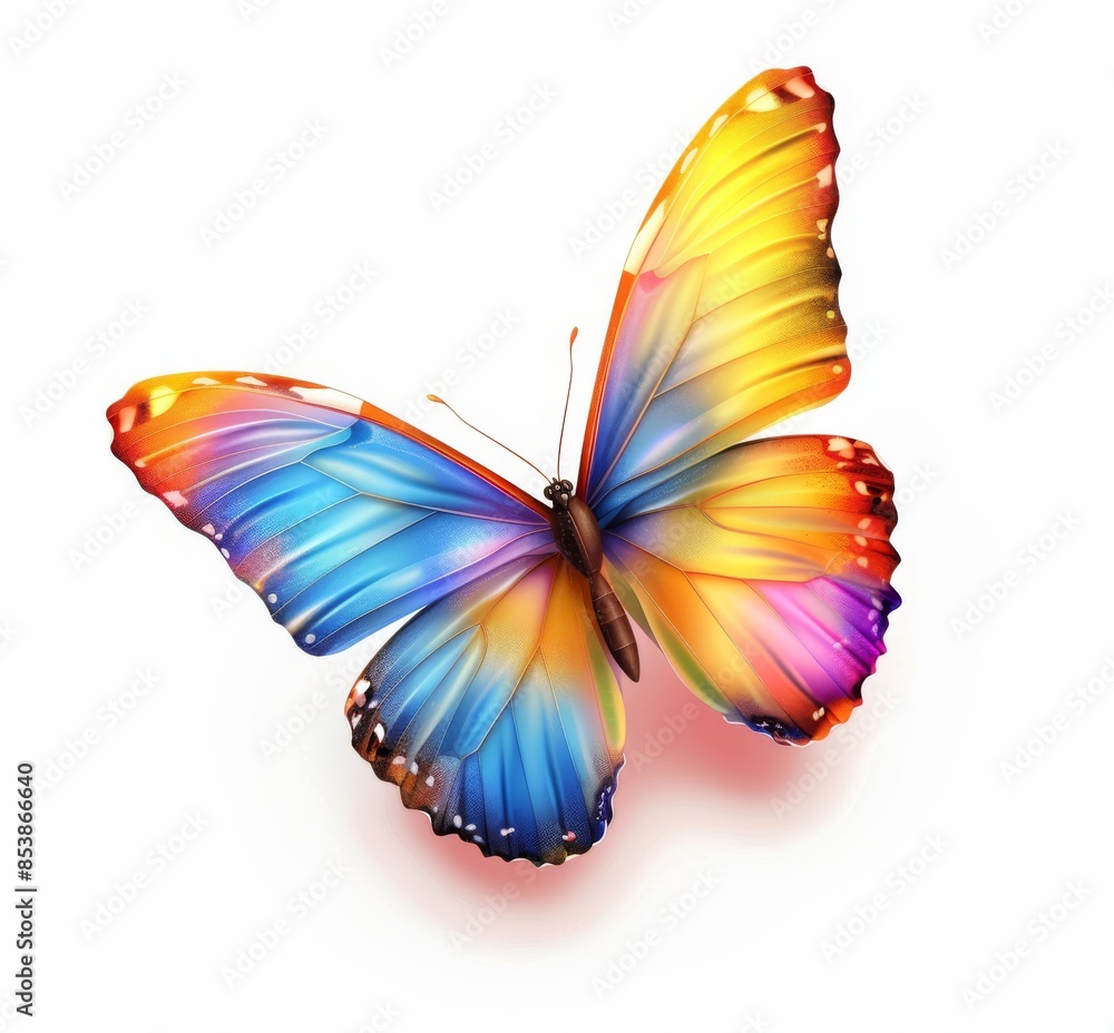 The butterfly is blue yellow green and is isolated on a transparent background. The butterfly is blue yellow green and is isolated on a transparent background.