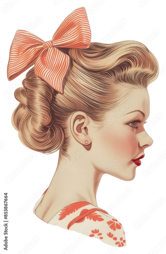 Naklejka premium PNG Vintage illustration of ribbon bow adult art accessories.