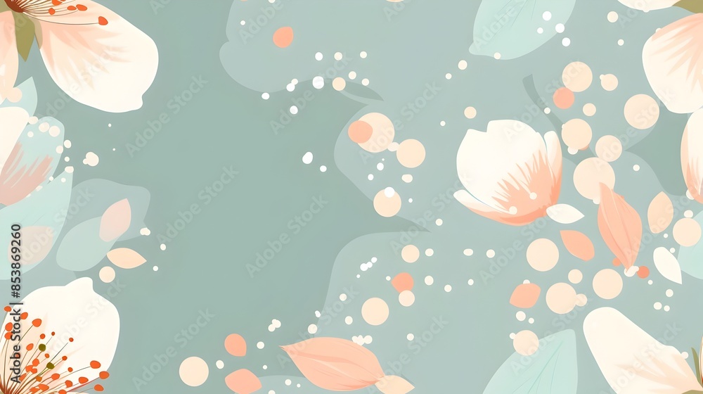 Delicate Floral Blooms in Soft Pastel Tones Floating on Abstract Background Delicate Floral Blooms in Soft Pastel Tones Floating on Abstract Background