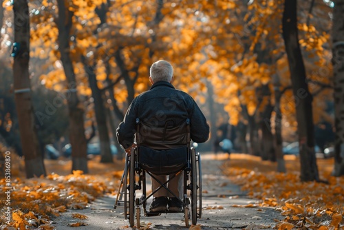 Wallpaper Mural Disabled man in wheelchair in park Torontodigital.ca