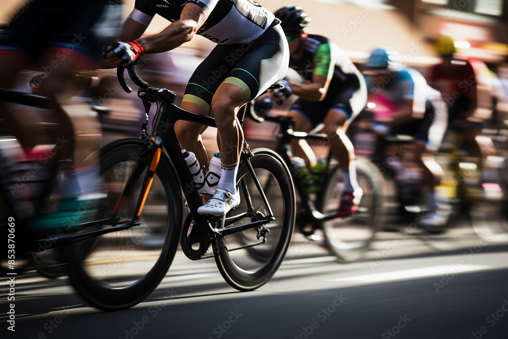 Fototapeta premium Bicycle marathon race on summer day. Generative AI