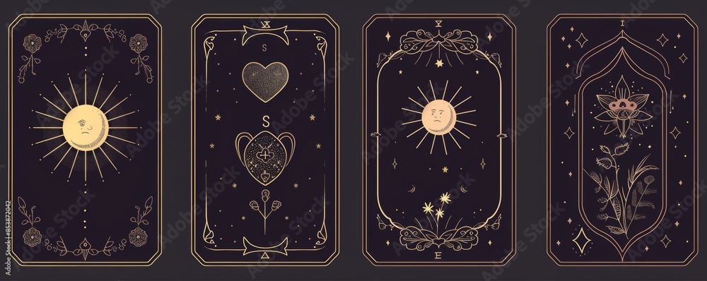 Modern design template, esoteric mystical deck with spiritual symbols. Modern design template, esoteric mystical deck with spiritual symbols.