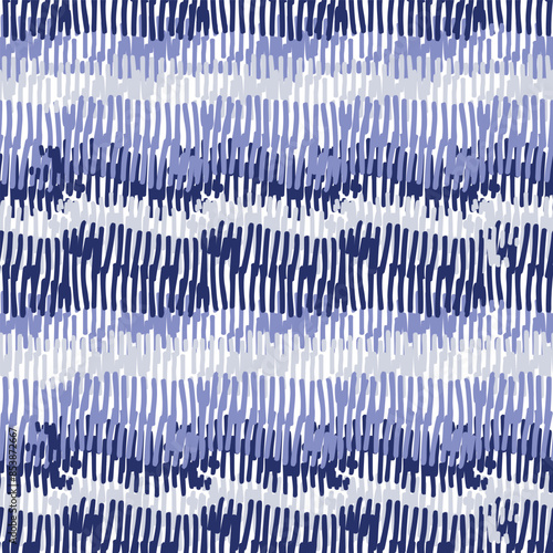 Indigo blue stitch effect abstract vector seamless pattern background. Modern masculine graphic design for block print hand craft trend. 