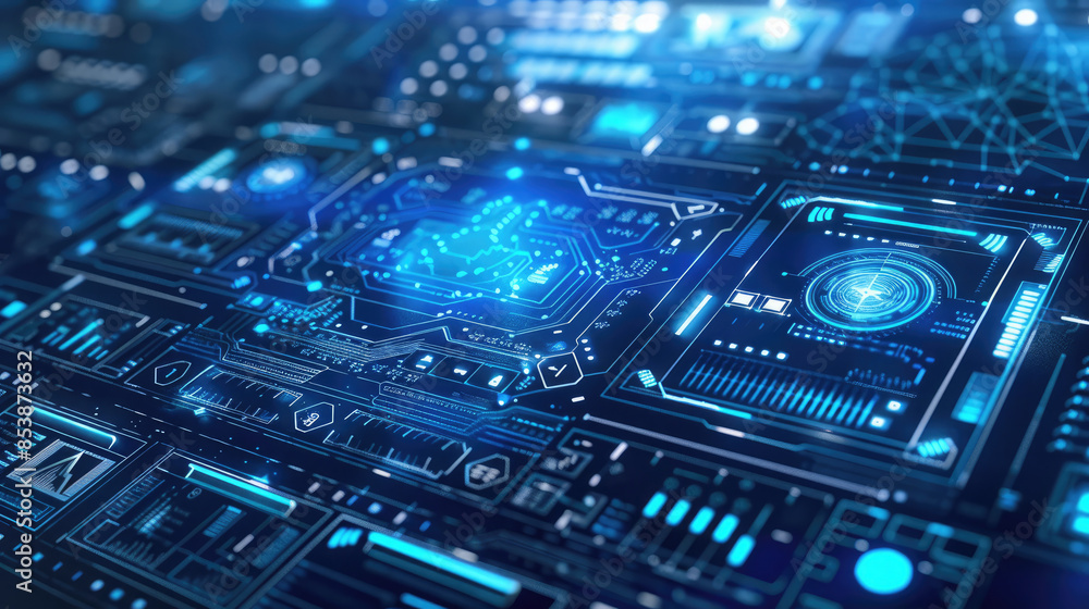Blue advanced equipment future technology themed super computer background and interface for Generative Artificial Intelligence Room Backend Management System Blue advanced equipment future technology themed super computer background and interface for Generative Artificial Intelligence Room Backend Management System
