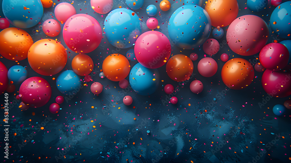Colorful Abstract Background with Floating Spheres in Various Sizes and Vibrant Colors on a Dark Background Colorful Abstract Background with Floating Spheres in Various Sizes and Vibrant Colors on a Dark Background