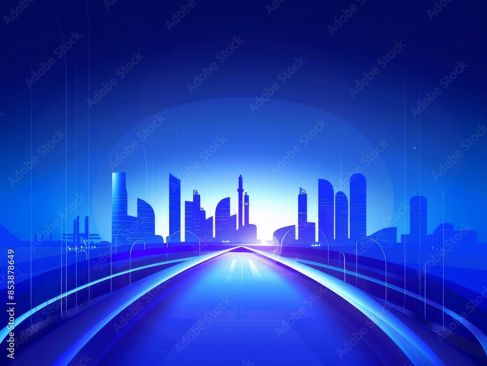 Poster design, symmetrical composition, with an oil refinery in the middle Poster design, symmetrical composition, with an oil refinery in the middle
