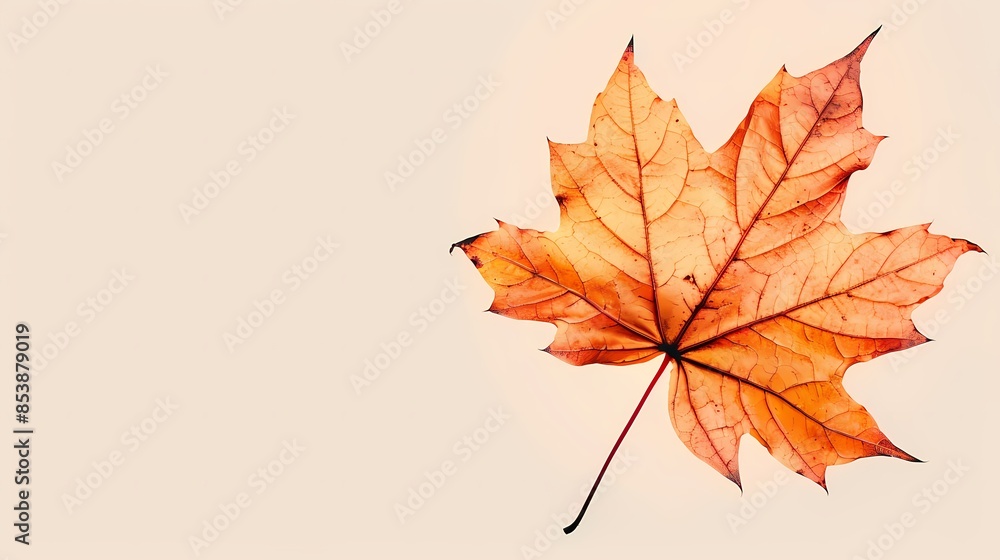 Minimalist close-up of a single maple leaf in fall colors Minimalist close-up of a single maple leaf in fall colors