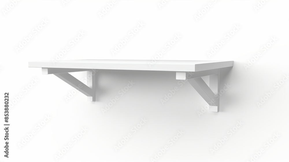 A white shelf with no items on it A white shelf with no items on it