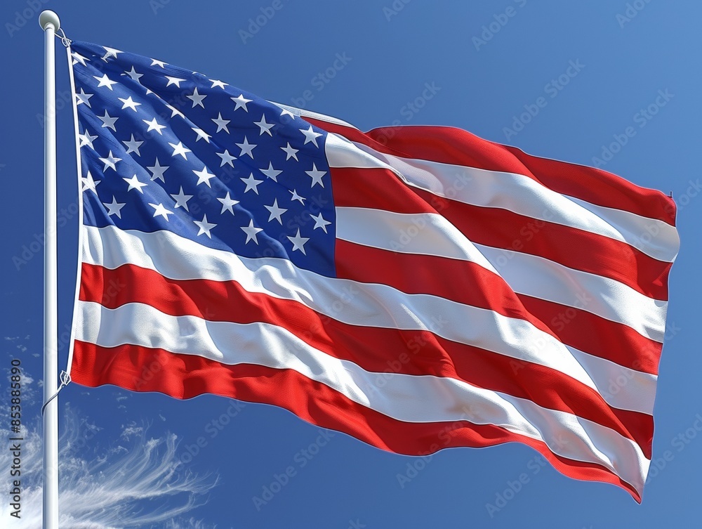 Fototapeta premium USA flag, blue sky