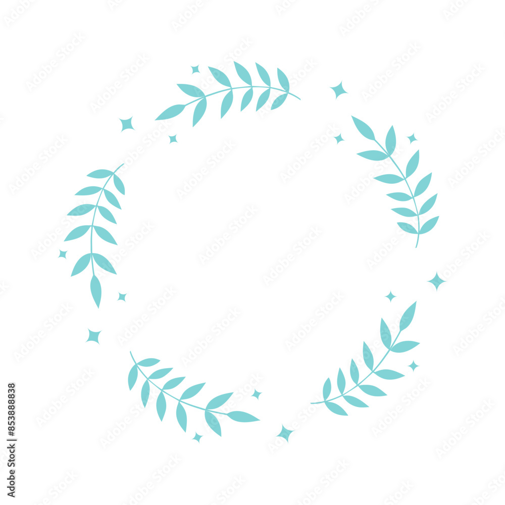 a simple green plant frame, round. Isolated on a white background a simple green plant frame, round. Isolated on a white background