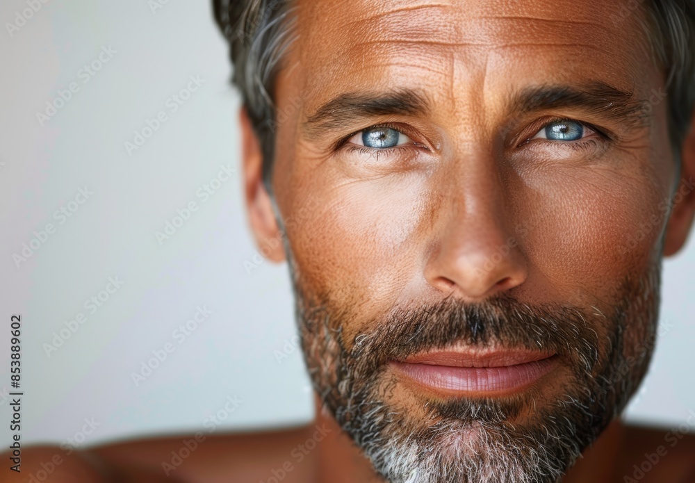Obraz premium man middle age, gorgeous skin, isolated, white background