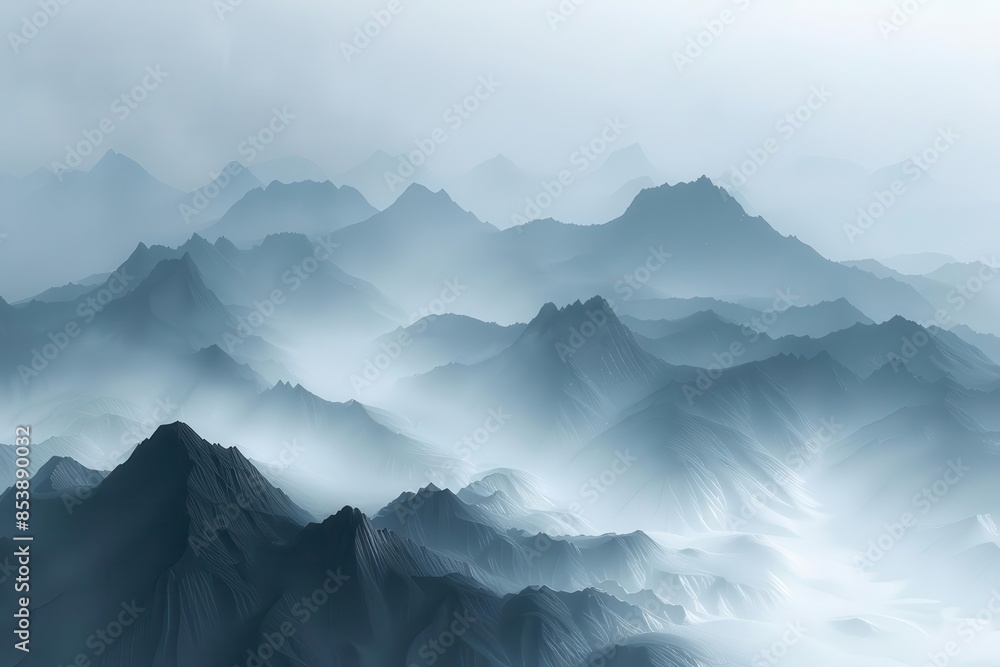 ethereal mountain mist dreamy landscape of fogshrouded peaks ai generated artwork ethereal mountain mist dreamy landscape of fogshrouded peaks ai generated artwork