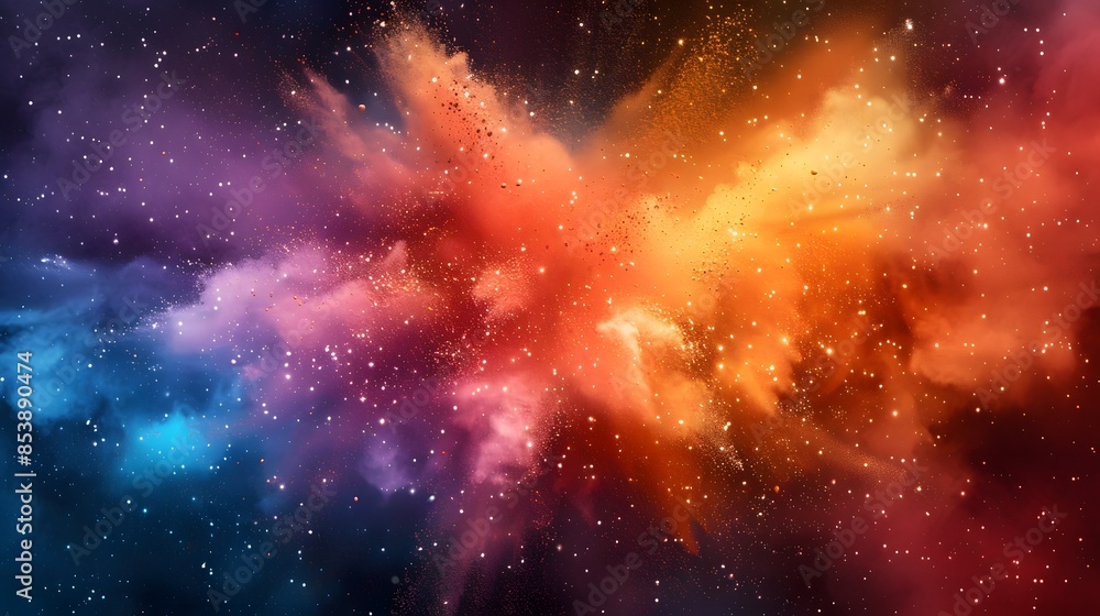 Fototapeta premium Colorful powder explosion, colorful background.