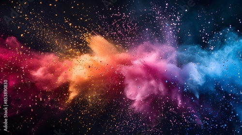 Colorful powder explosion, colorful background. © horizon