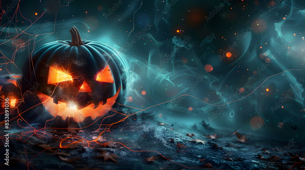 Beautiful festive background for Halloween with pumpkins. AI Generated Beautiful festive background for Halloween with pumpkins. AI Generated