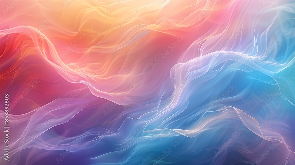 Obraz premium Rainbow colors flowing in the wind, colorful background, colorful wallpaper in the style of nature.