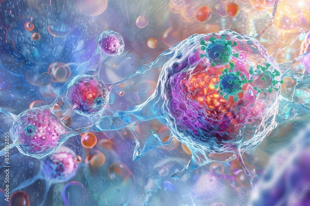 futuristic car tcell therapy illustration genetically engineered cells producing chimeric antigen receptor protein digital painting futuristic car tcell therapy illustration genetically engineered cells producing chimeric antigen receptor protein digital painting