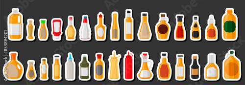 Illustration on theme big kit varied glass bottles filled liquid apple vinegar