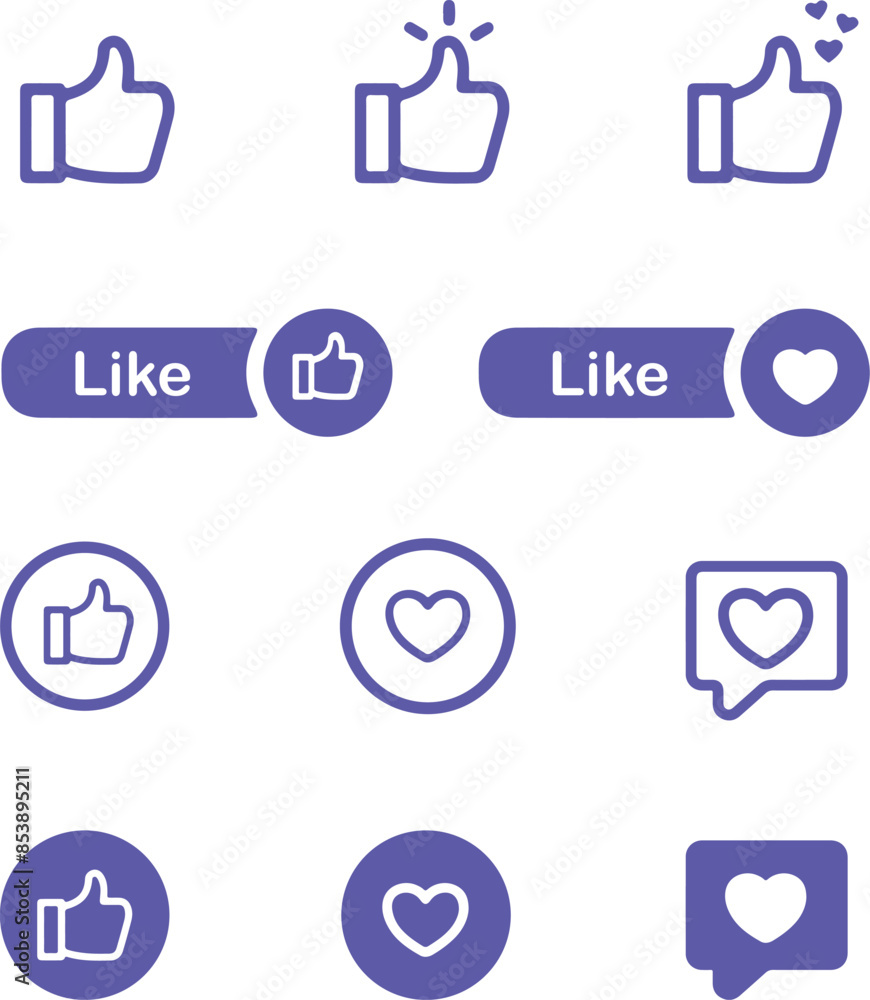 social media Like icon set in line style. thumbs up and heart shape Like icons. simple blue style symbol sign for social media, apps and website. vector illustration. social media Like icon set in line style. thumbs up and heart shape Like icons. simple blue style symbol sign for social media, apps and website. vector illustration.
