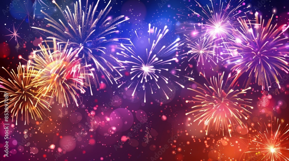 Fototapeta premium Spectacular Fireworks Display - Generative AI