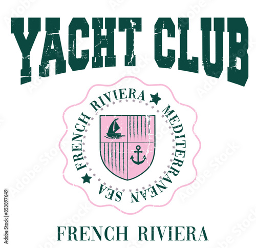 Yacht Sailing Club Nautical Varsity College collegiate teams sail health Luxe USA Trending Anchor Whreaf Graphic Tee t-shirt logo slogan graphic artwork typography tote badge emblem crest 
