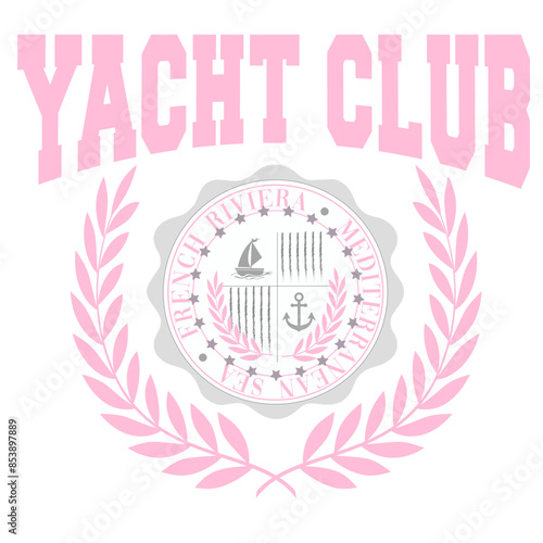 Yacht Sailing Club Nautical Varsity College collegiate teams sail health Luxe USA Trending Anchor Whreaf Graphic Tee t-shirt logo slogan graphic artwork typography tote badge emblem crest 