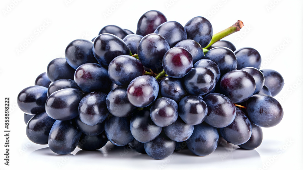 Fototapeta premium Black grape dark blue on white background