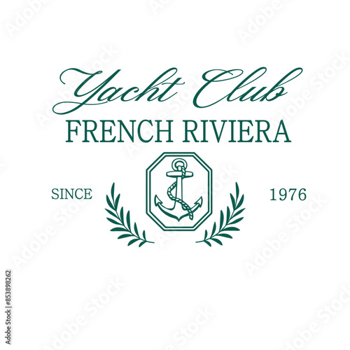 Yacht Sailing Club Nautical Varsity College collegiate teams sail health Luxe USA Trending Anchor Whreaf Graphic Tee t-shirt logo slogan graphic artwork typography tote badge emblem crest 