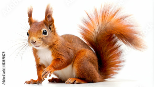 Red squirrel on white background