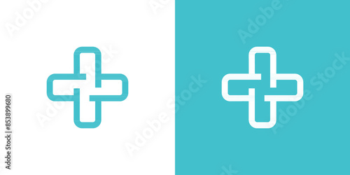 Pharmacy plus cross logo. Medic hospital health sign icon vector
