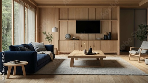 Modern Living Room Interior With Comfortable Sofa. ai generated