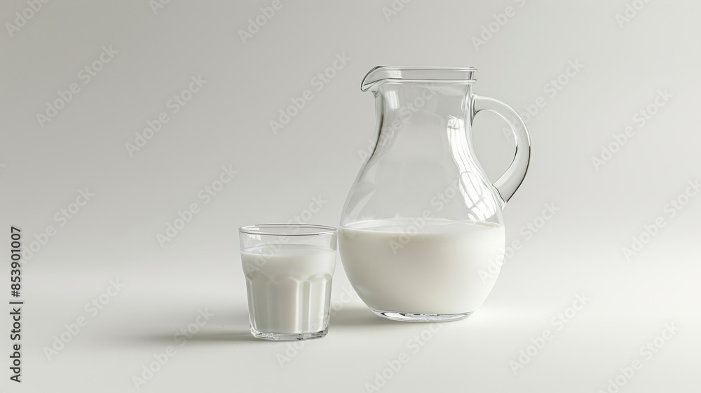 Sleek Glass Jug and Matching Glass with Milk Sleek Glass Jug and Matching Glass with Milk